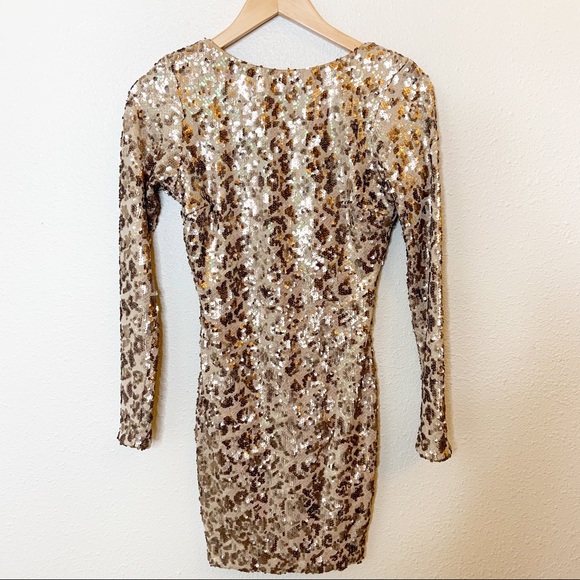 Dress The Population Bodycon Sequin Low Back Mini Dress Size Small - Picture 2 of 13